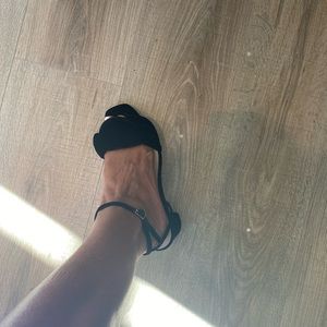 Loeffer Randall ankle strap velour sandals